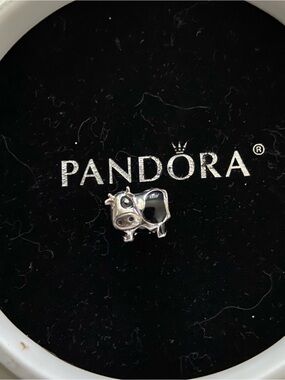 Pandora Black & Silver Cow Charm Bead